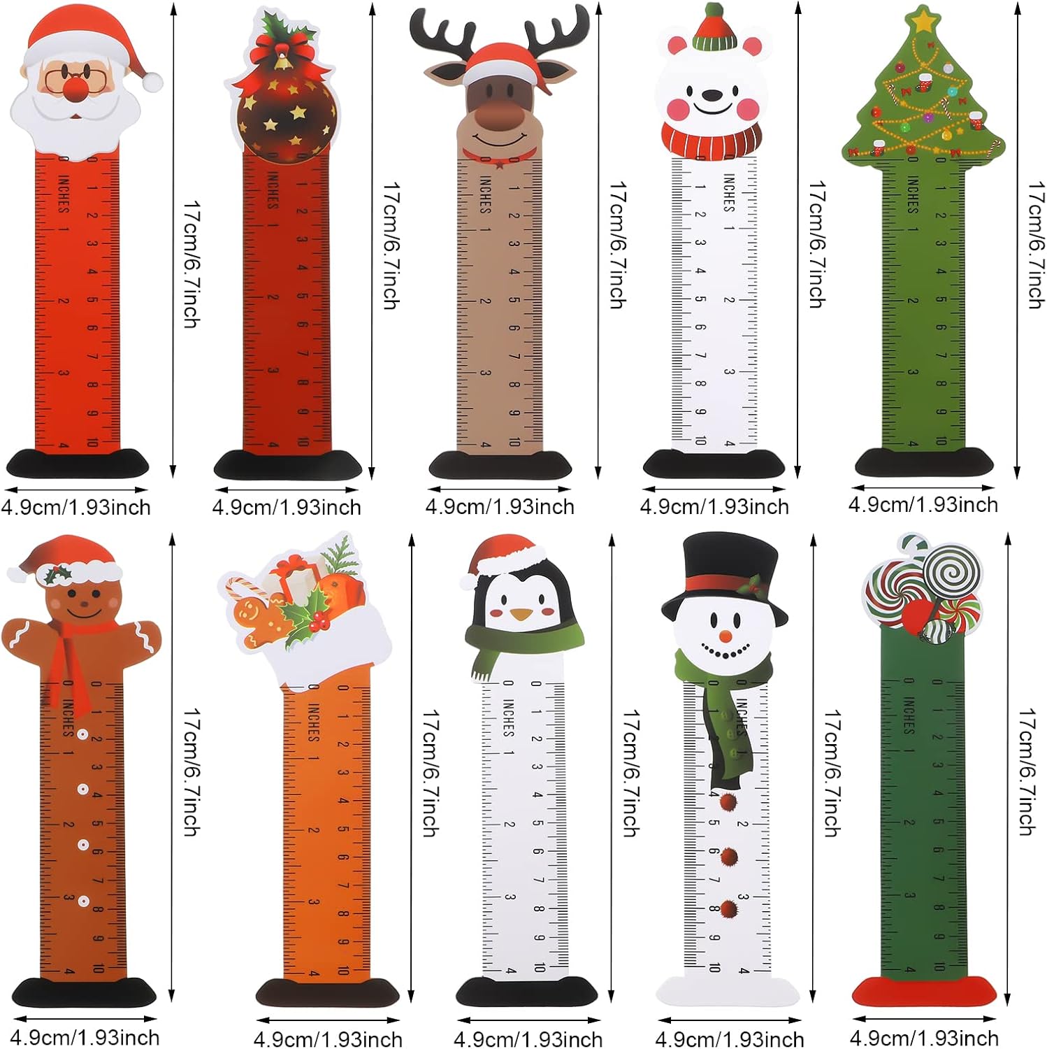 60 marcapáginas de Navidad para niños, marcapáginas de vacaciones, reglas, temática de Navidad, marcapáginas de personajes de muñeco de nieve, Papá