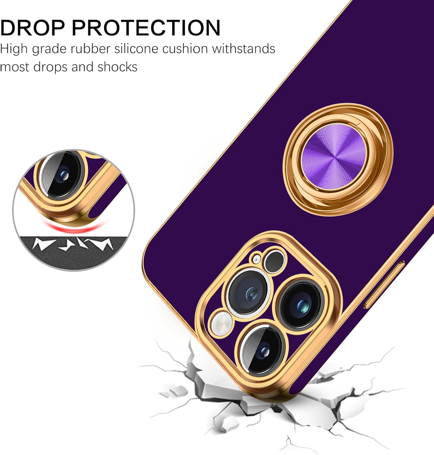 BENTOBEN Compatible con iPhone 15 Pro, funda para teléfono iPhone 15 Pro, ajuste delgado, soporte de anillo de 360, soporte magnético para