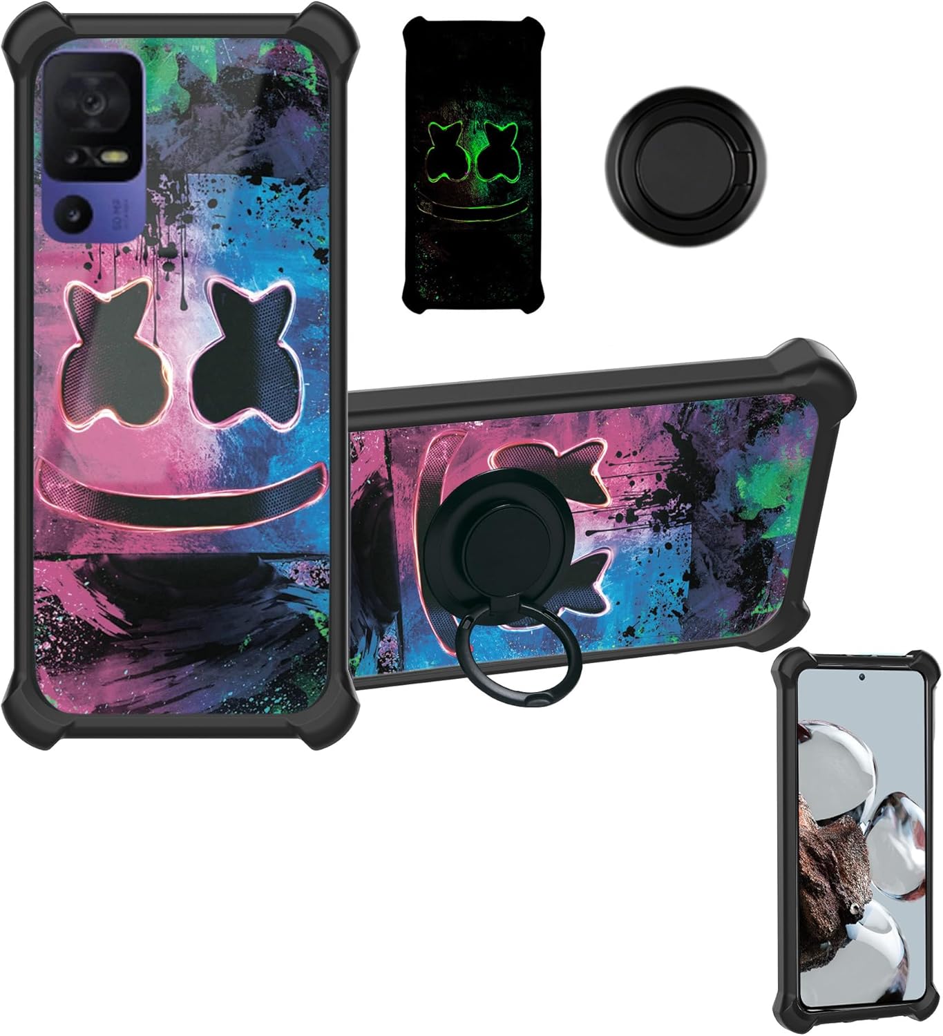 Aroepurt TCL 40 XL SE T – Funda compatible con TCL 40T para TCL 40XL, con protector de pantalla de vidrio templado, policarbonato duro + silicona
