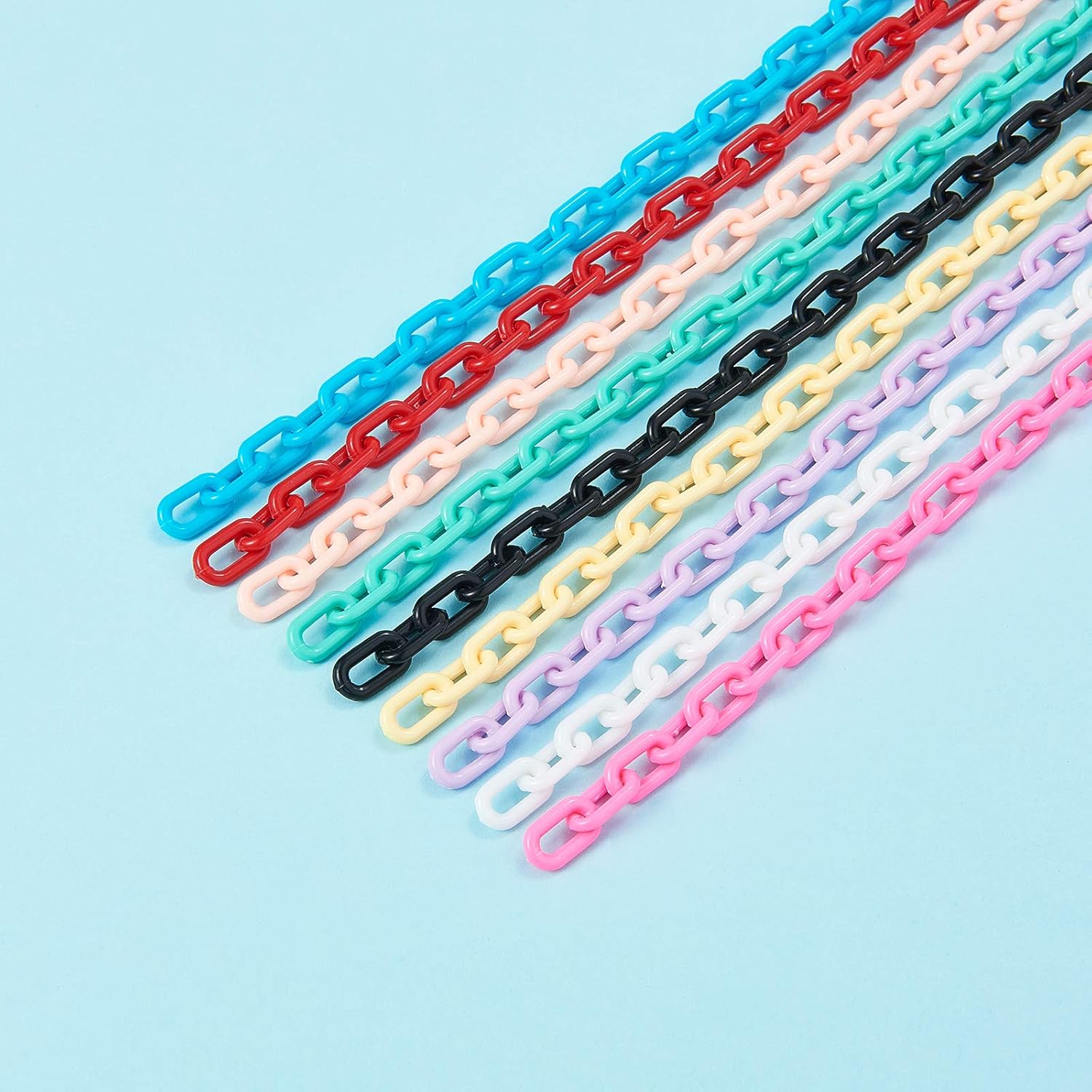 LiQunSweet Cadenas de plástico ABS de 10 colores, ovaladas de 0.315in de grosor, para hacer joyas, hamaca, jaulas de pájaros, bolsa, gafas, correa