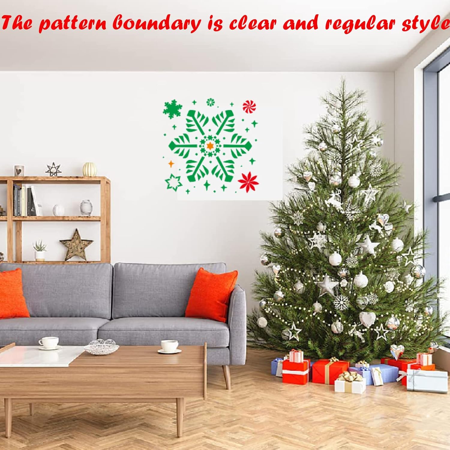 Plantillas de copo de nieve de Navidad para pintar sobre madera, paquete de 6 plantillas de Navidad grandes reutilizables para decoración de