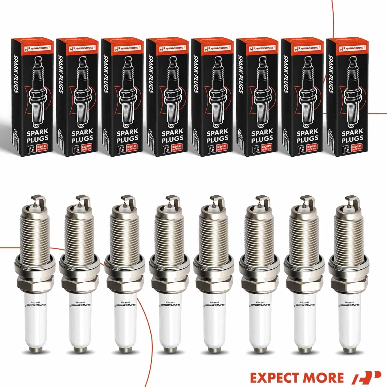 A-Premium Iridium Platinum Bujías compatibles con Audi A8 Quattro 2013-2018, RS7 2014-2018, S6 2013-2018, S7 2013-2018, S8 2013-2018, 4.0L, paquete