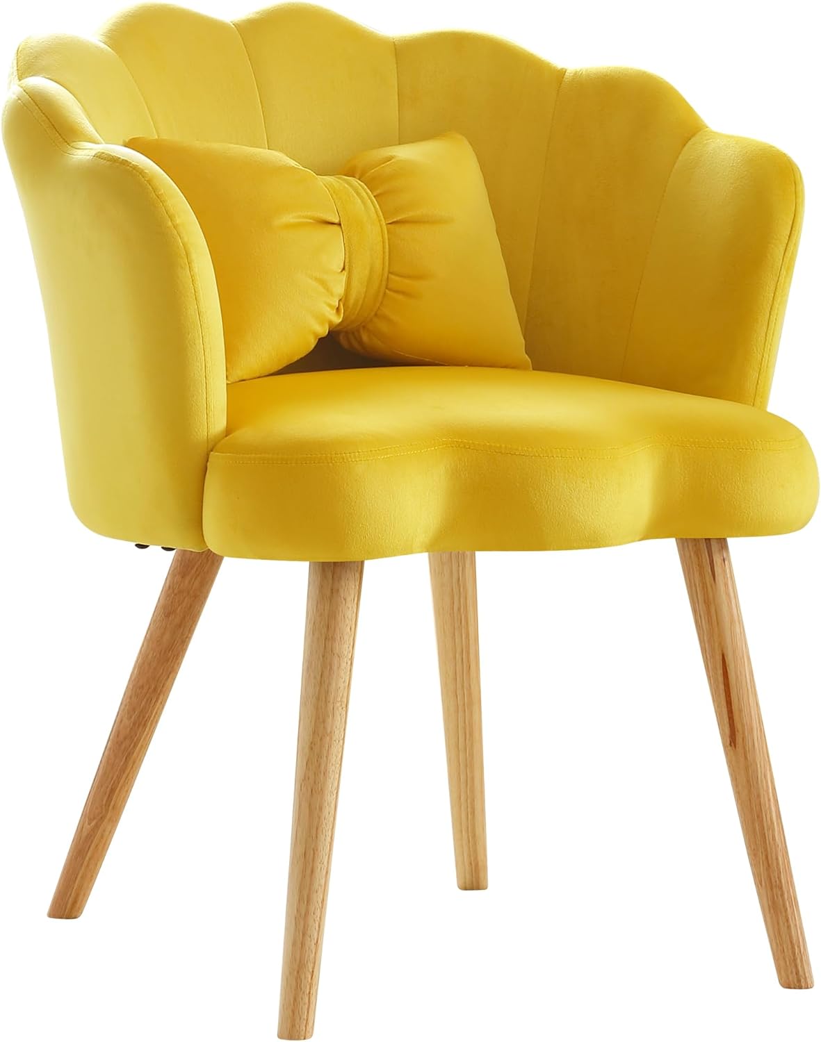 Bellemave Silla decorativa de terciopelo, moderna silla tapizada de ocio con almohada para la cintura, silla de invitados en forma de loto, silla de
