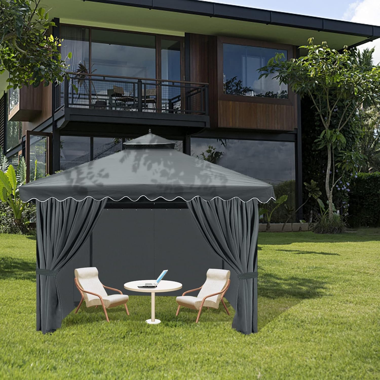 Tngan Mosquitera de repuesto para kiosco, paredes laterales para exteriores, 4 paneles universales para patio, jardín y patio trasero (solo red)