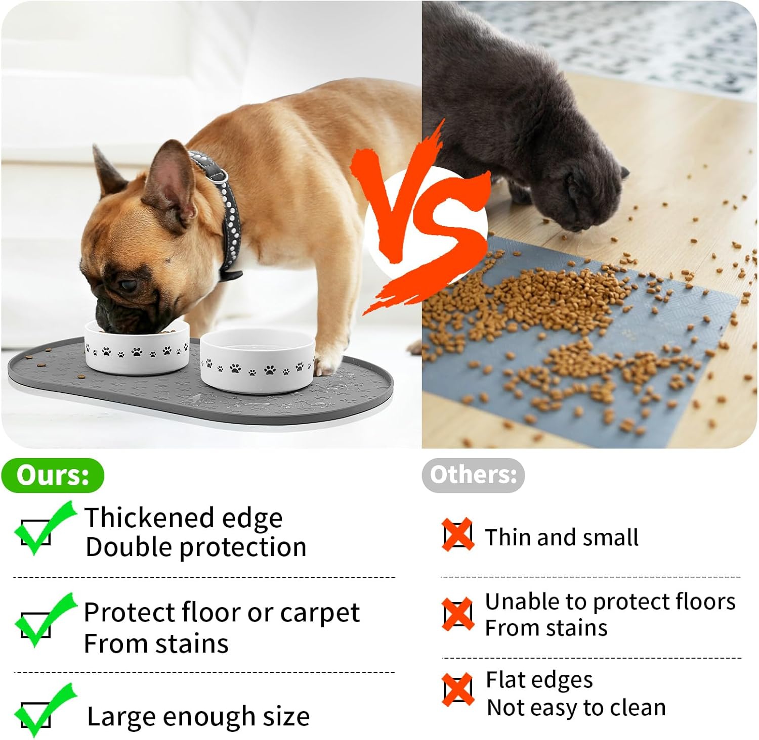 Tapete de alimentación de mascotas para perros y gatos, mantel individual de silicona para perros, antideslizante, impermeable, evita el