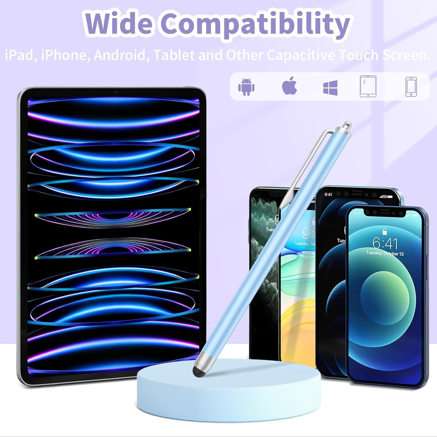Lápiz capacitivo para pantallas táctiles, 4 lápices capacitivos para iPad de alta sensibilidad y precisión con puntas de repuesto, compatibles con