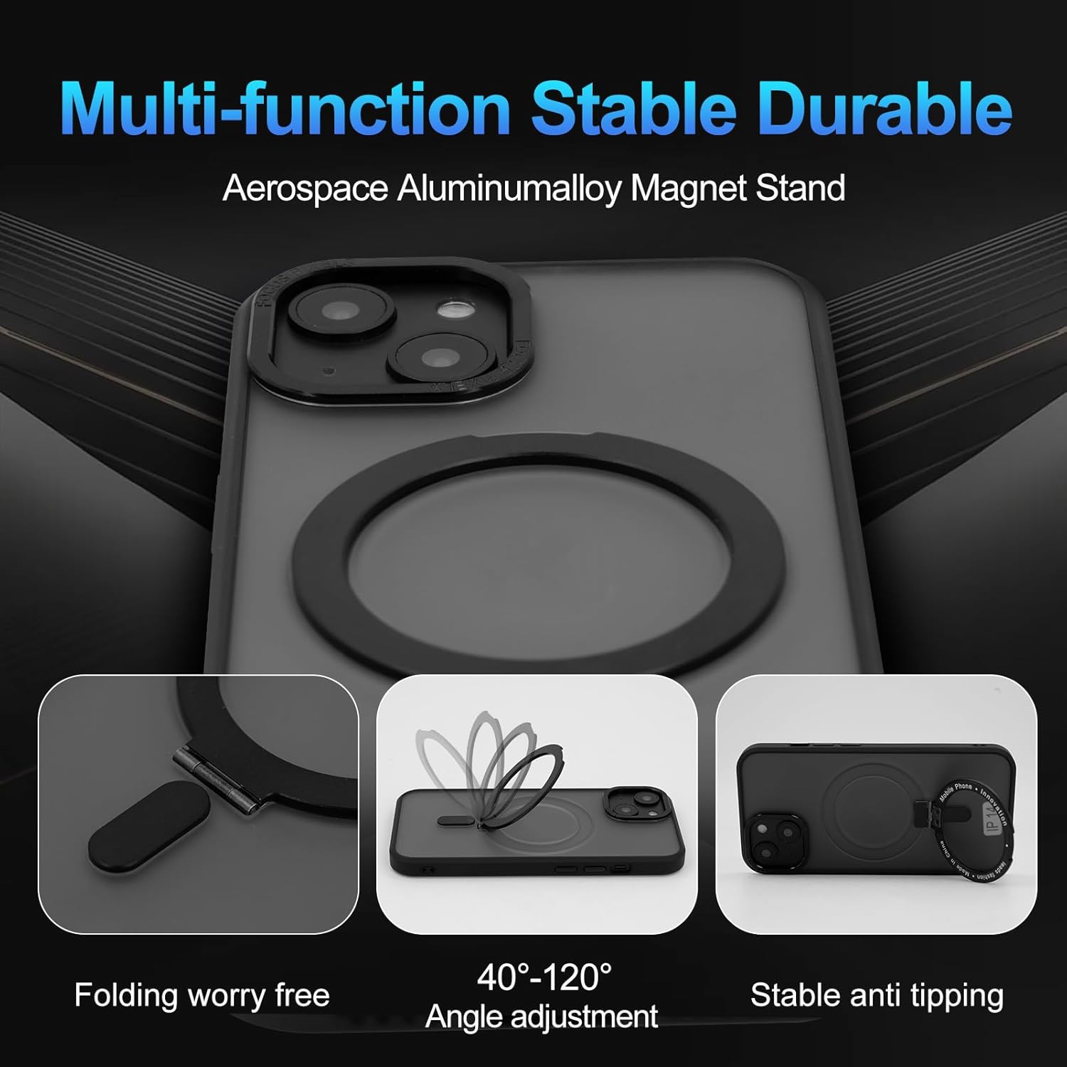 Funda rígida magnética transparente para iPhone 14, compatible con las últimas fundas de teléfono con Magsafe, con soporte, protección de grado