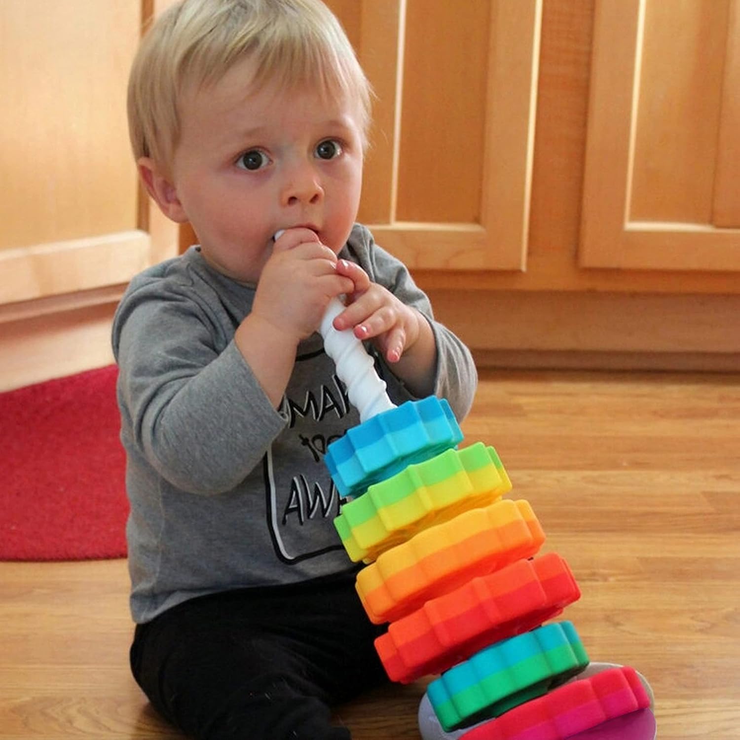 Juguete giratorio para bebés, juguete apilable para bebés y niños pequeños, juguetes educativos de aprendizaje para niños pequeños, juguete de rueda