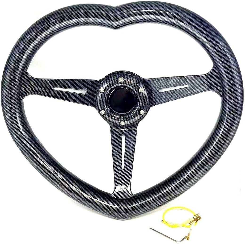 Volante en forma de corazón negro del ABS universal del volante del estilo de la fibra de carbono