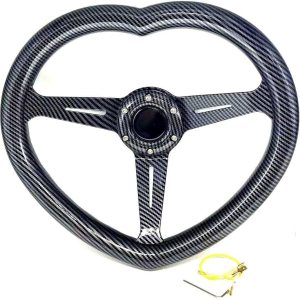 Volante en forma de corazón negro del ABS universal del volante del estilo de la fibra de carbono Volante en forma de corazón negro del ABS universal del volante del estilo de la fibra de carbono