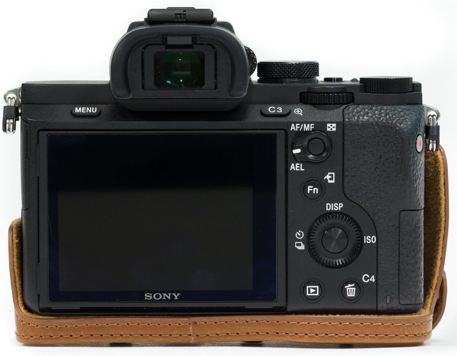 MegaGear Sony Alpha A7S II, A7R II, A7 II (1.102-2.756 in) Ever Ready – Funda de piel para cámara y correa con acceso a la batería, color marrón