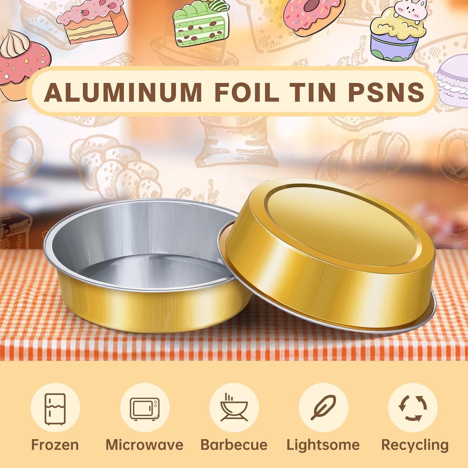 50 piezas de mini latas para tartas con tapas, moldes de aluminio de 4 pulgadas y 8 onzas, mini moldes desechables individuales para tartas, moldes