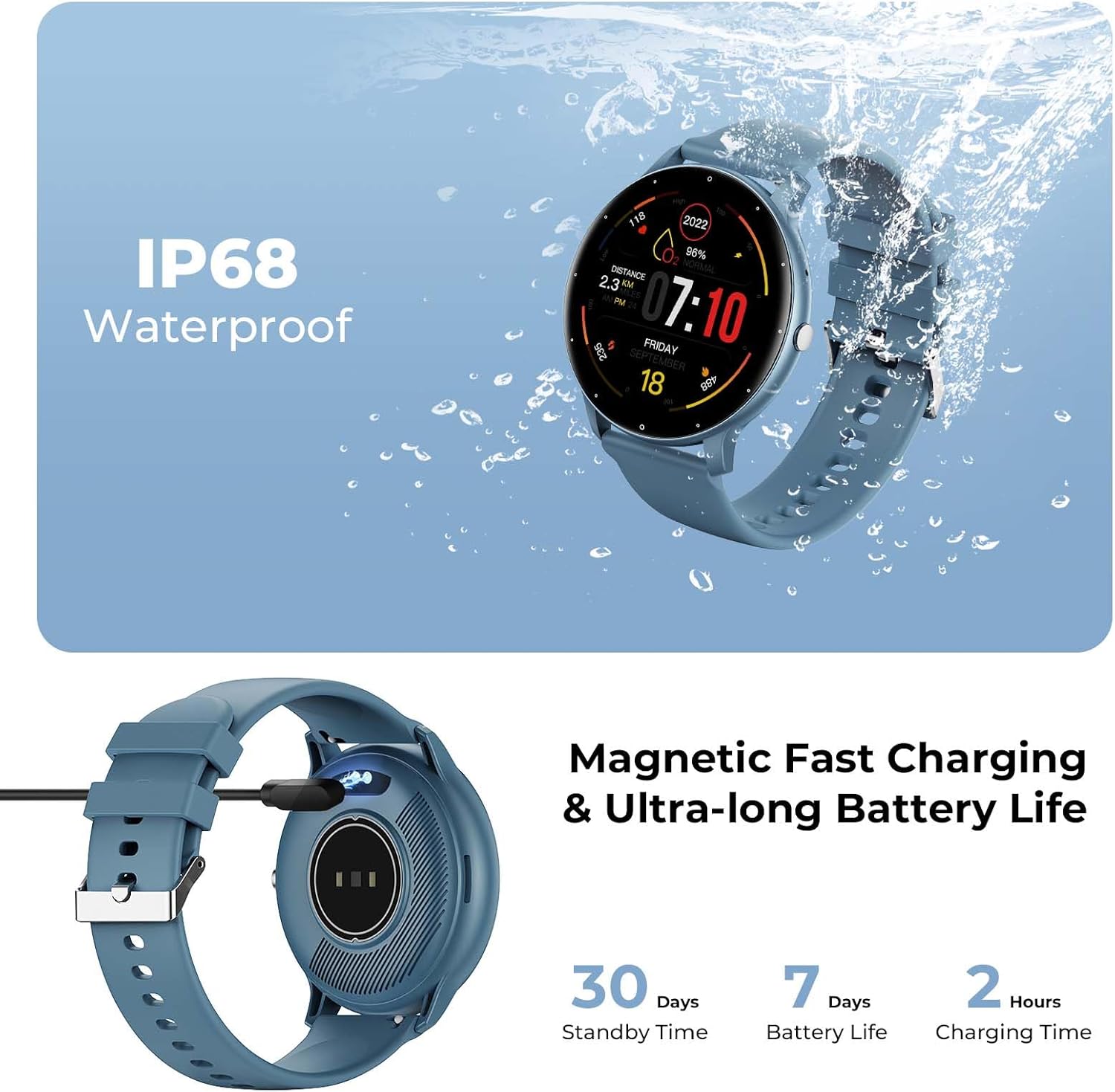Reloj inteligente para hombres y mujeres (respuestahacer llamadas), reloj de seguimiento de actividad HD de 1.39 pulgadas con 30 modos deportivos,