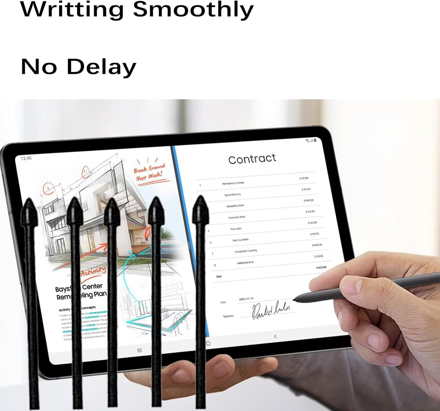 Paquete de 5 puntas de repuesto negras Tab S6 Lite para bolígrafo compatibles con Samsung Galaxy Tab S6 Lite, puntas de repuesto + 1 pinza