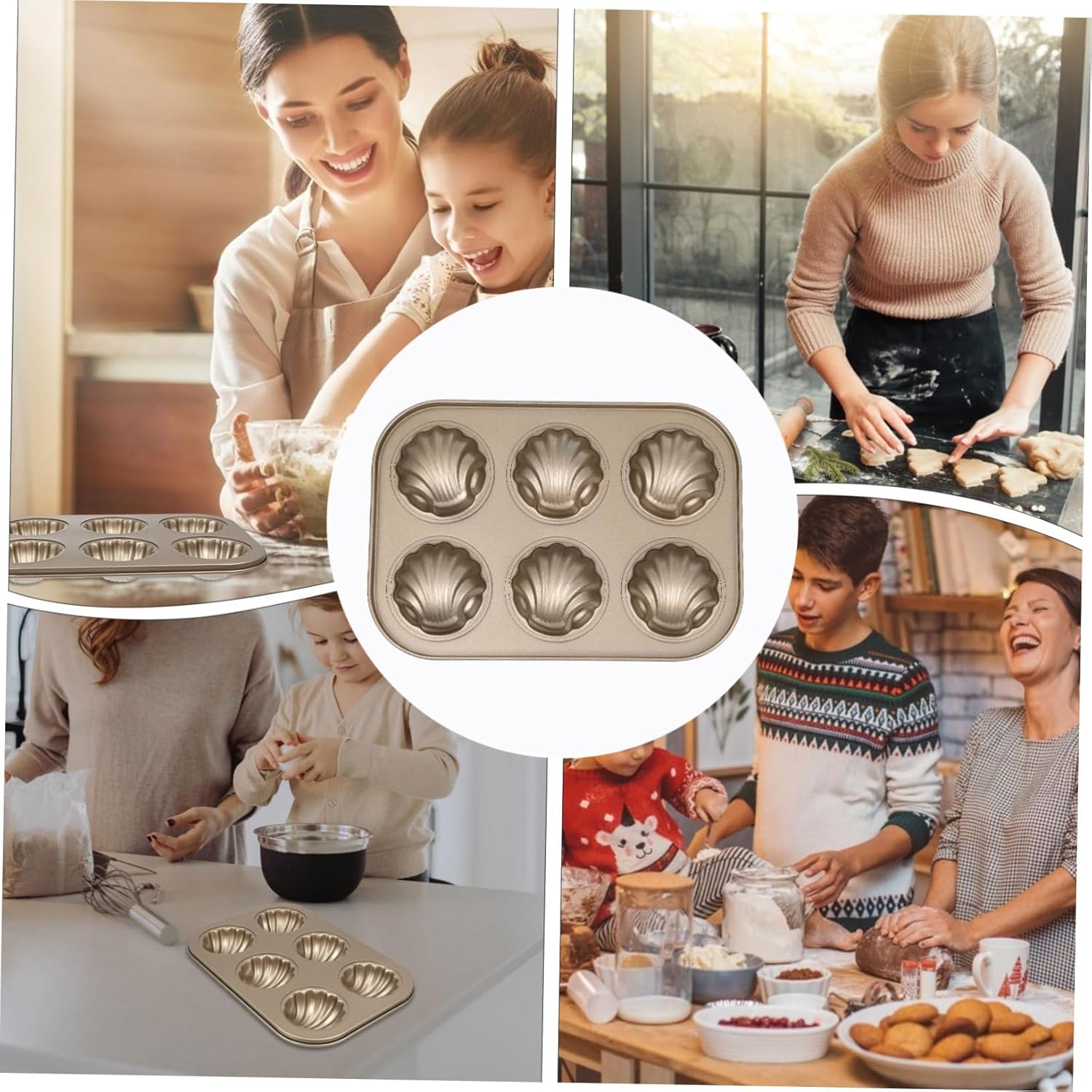 3 piezas de molde para tartas, molde para hornear galletas, decoración de boda, moldes para magdalenas, antiadherentes, 6 moldes de madeleine, molde