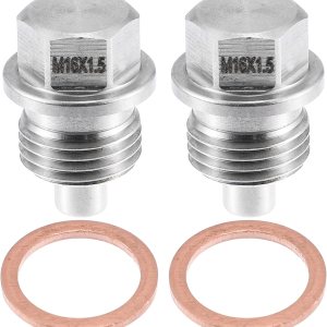 Tapón magnético de drenaje de aceite para motor de vehículo M16x1.5 de acero inoxidable con lavadora de cobre (paquete de 2) Tapón magnético de drenaje de aceite para motor de vehículo M16x1.5 de acero inoxidable con lavadora de cobre (paquete de 2)
