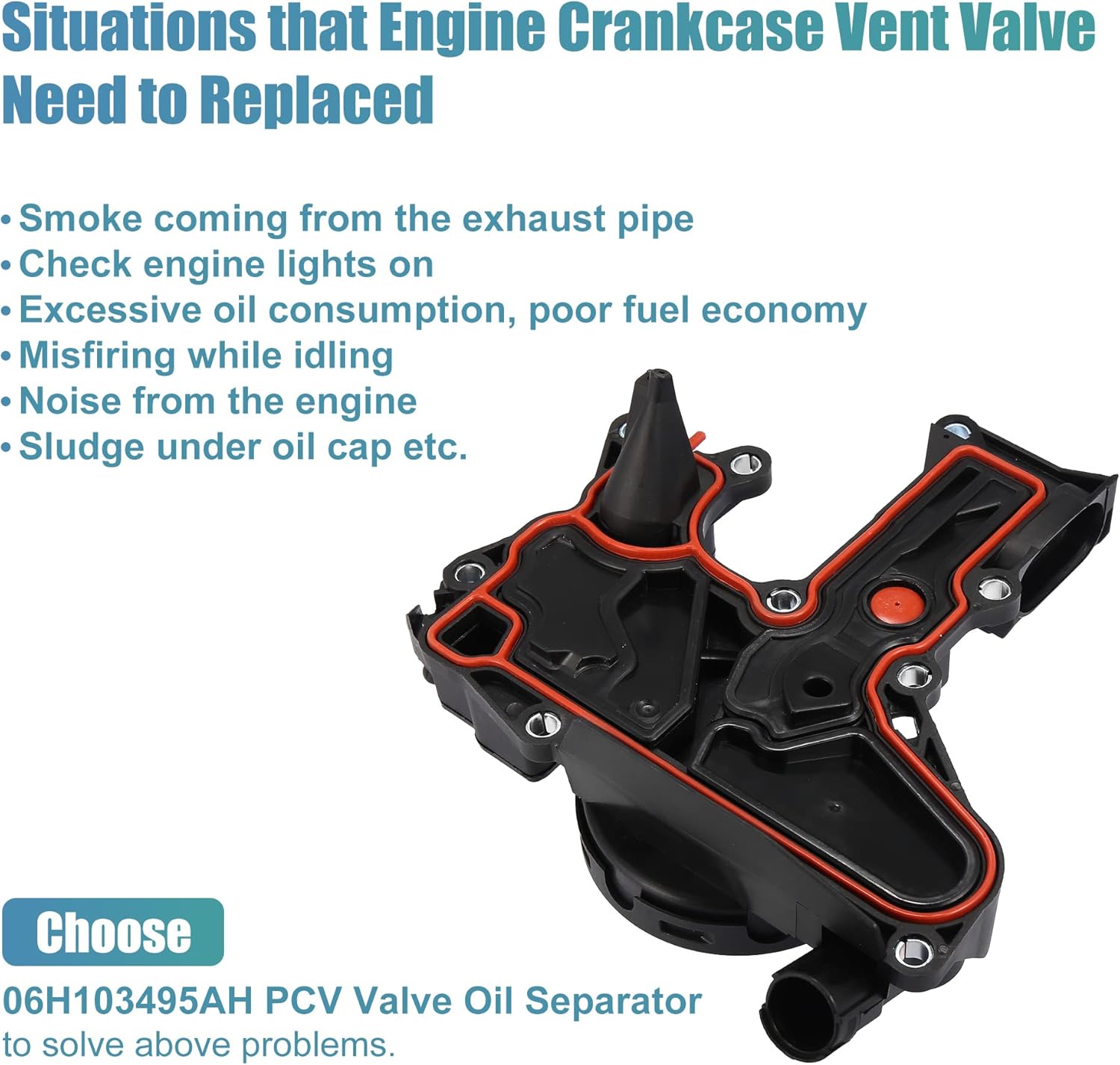 X AUTOHAUX PCV válvula motor cárter ventilación separador aceite manguera respiradero tubo kit 06H103495AH para VW Beetle CC Jetta GTI Passat Tiguan