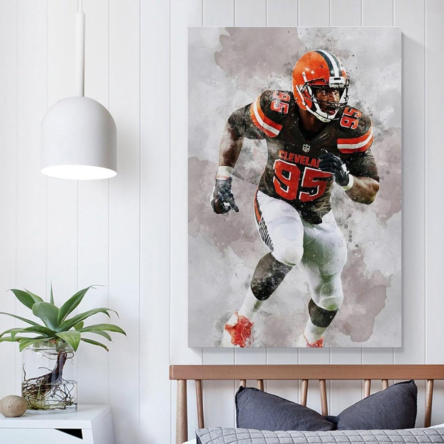 GELDSTEI Myles Garrett – Póster en lienzo para pared de dormitorio, estética, sala de estar, decoración del hogar, 16 x 24 pulgadas (15.7 x 23.6 in)