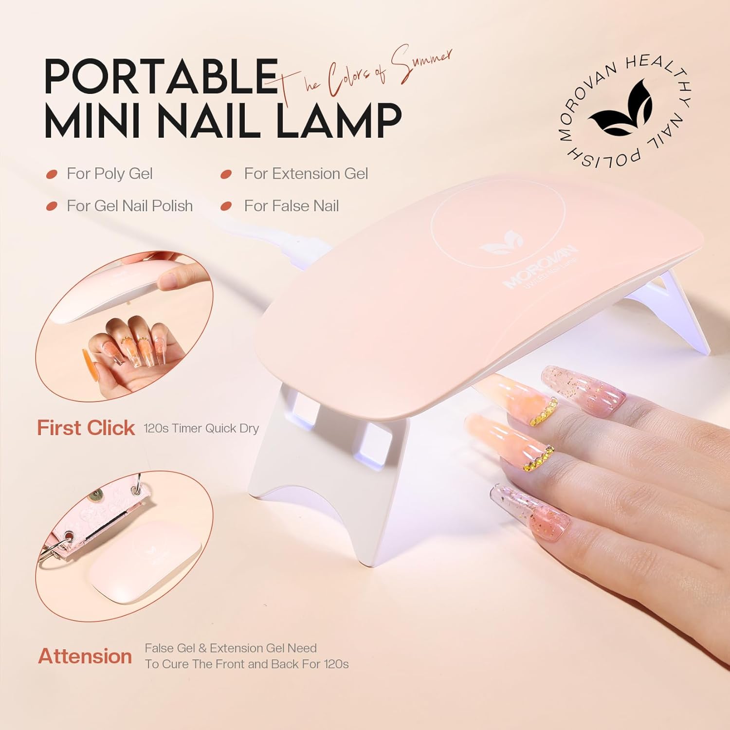Morovan Kit de iniciación de uñas de poligel 8 colores con purpurina kit de gel de uñas con lámpara UV para principiantes, kit de extensión de gel