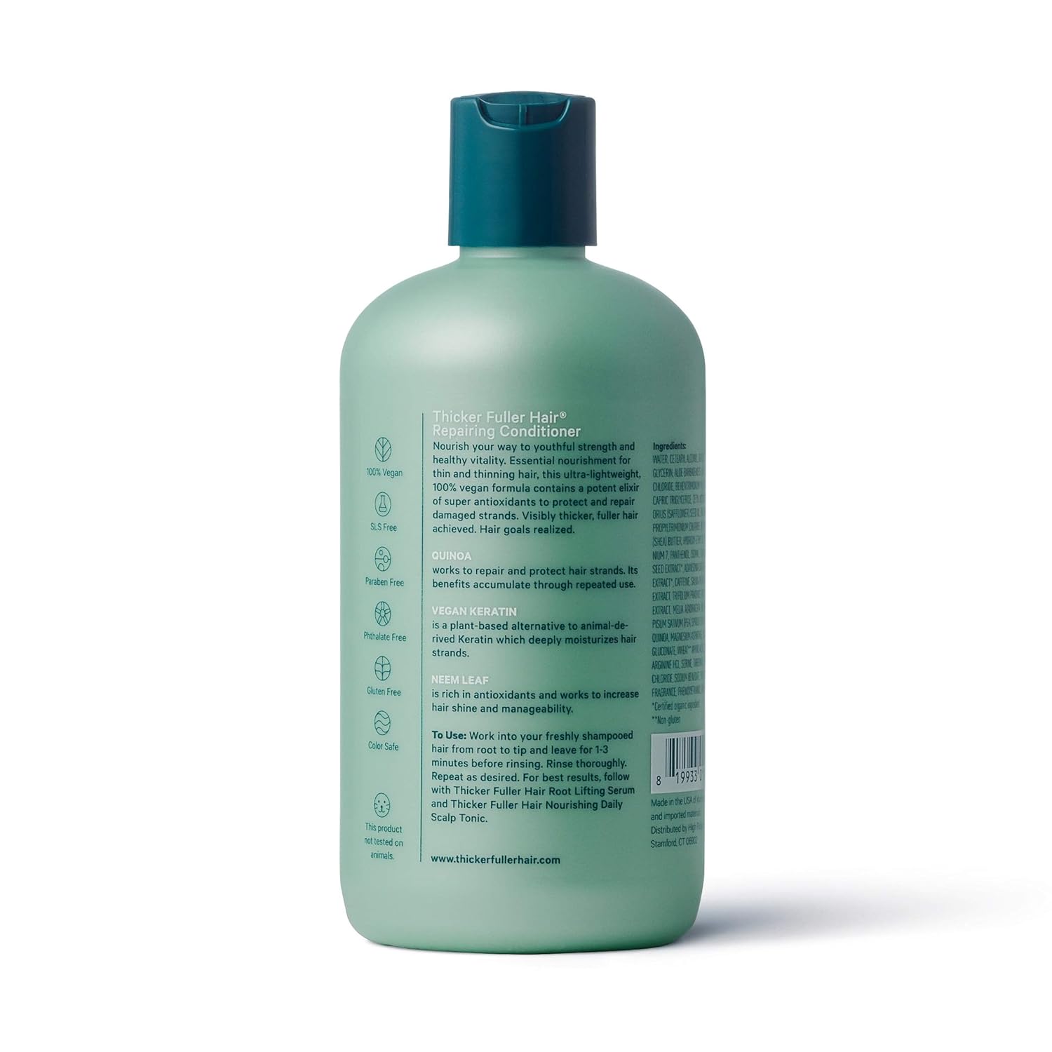 Thicker Hair Care Thicker Fuller Hair Acondicionador reparador, 12 onzas, verde (819933011744)