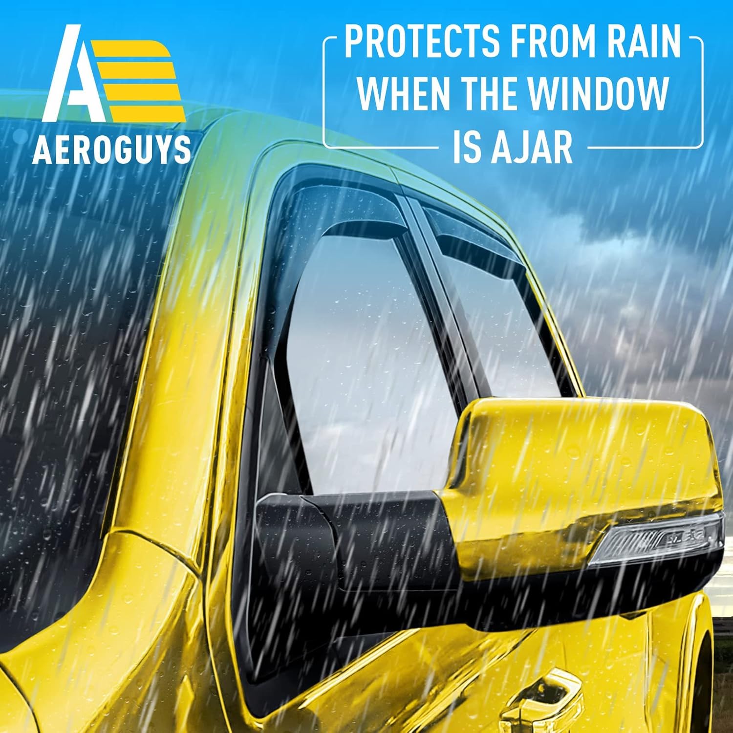 Deflectores de ventana en el canal, viseras de ventana extra duraderas, protectores de lluvia aptos para Dodge Ram 1500 2019-2023 Crew Cab, viseras