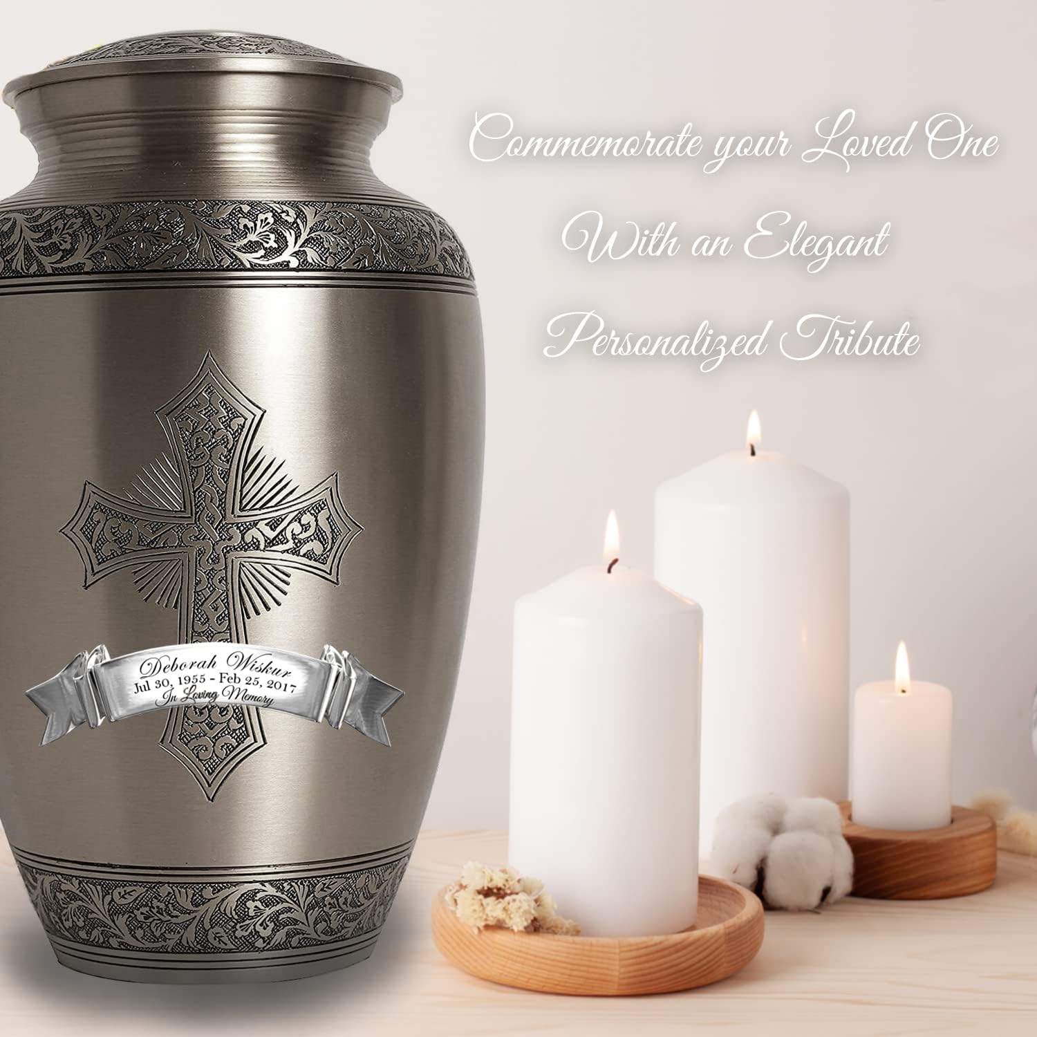 Placa adhesiva de cinta grabada personalizada, placa de urna sin cadena y urnas grabadas para cenizas, hombres adultos y urnas para cenizas humanas,