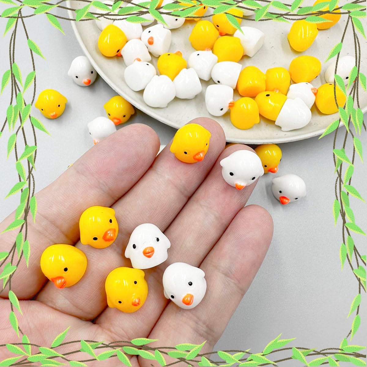 Mini figuras de pollo, 60 piezas de resina en miniatura de pollo, adornos de pollos pequeños, animales, modelo de hadas, jardín en miniatura, musgo,