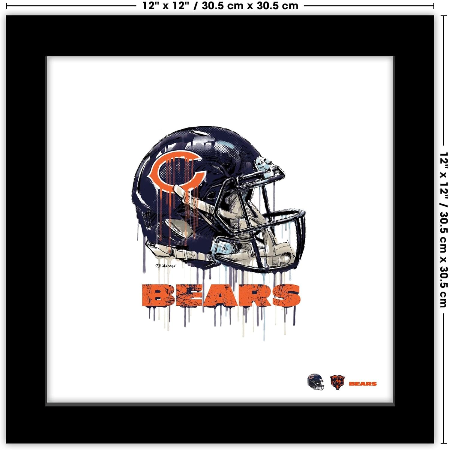 Trends International Gallery Pops NFL Chicago Bears – Póster de pared con casco de goteo, 12.00 x 12.00 pulgadas, versión del marco negro