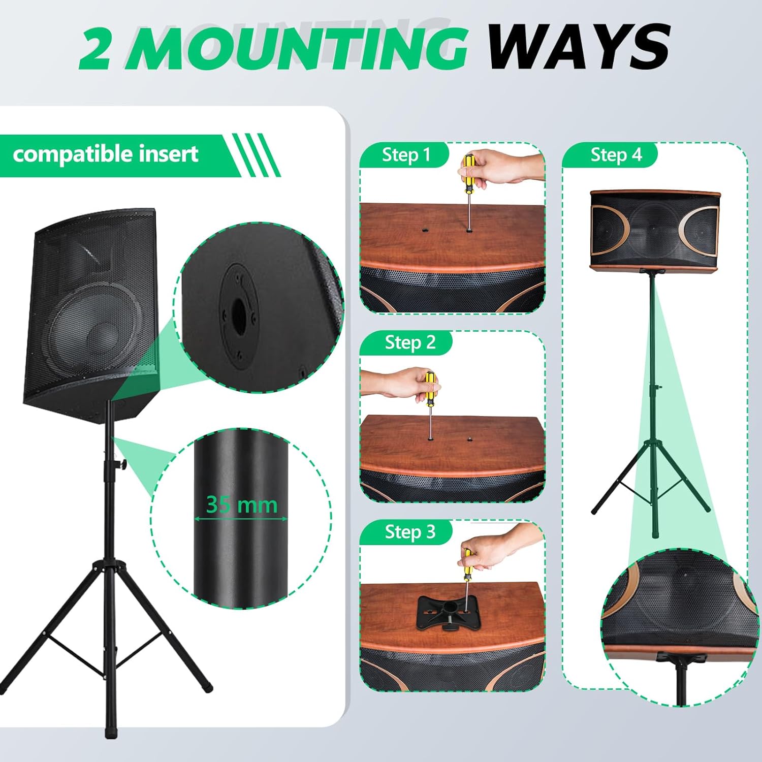 Soportes de altavoz de trípode dual con soporte de montaje, altura ajustable PA DJ Studio Monitor Soportes de altavoz