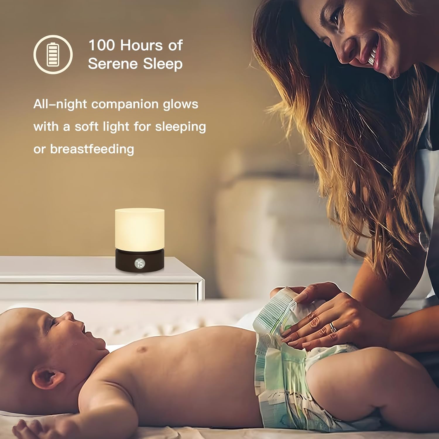 Lámpara de mesa pequeña, luz nocturna portátil regulable con temporizador para niños, luz LED cálida de 3000 K, lámparas de noche pequeñas para