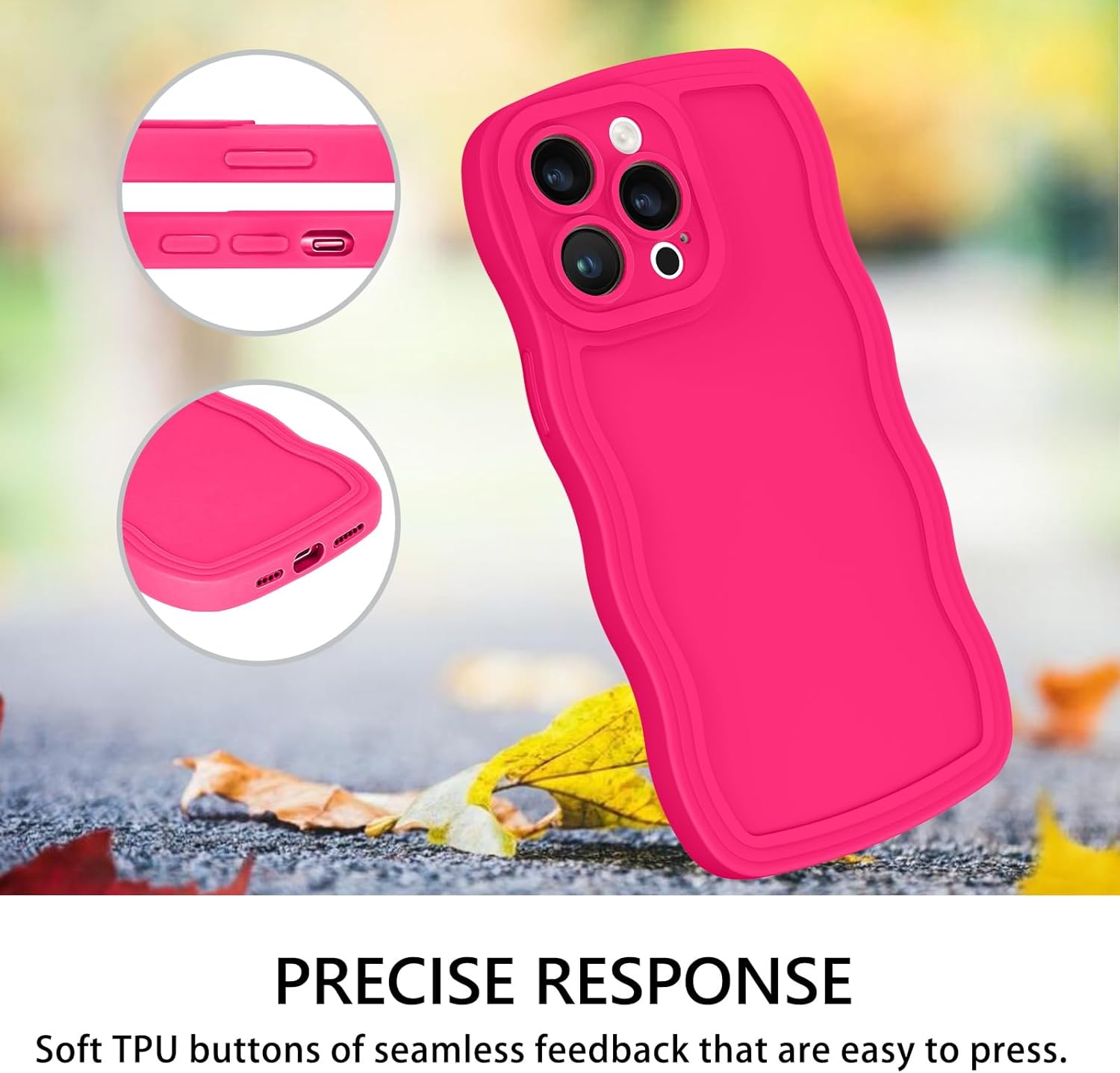 GUAGUA Funda para iPhone 13 Pro de 6.1 pulgadas, funda de teléfono para iPhone 13 Pro, bonito diseño de forma de onda rizada, suave híbrido, TPU, a