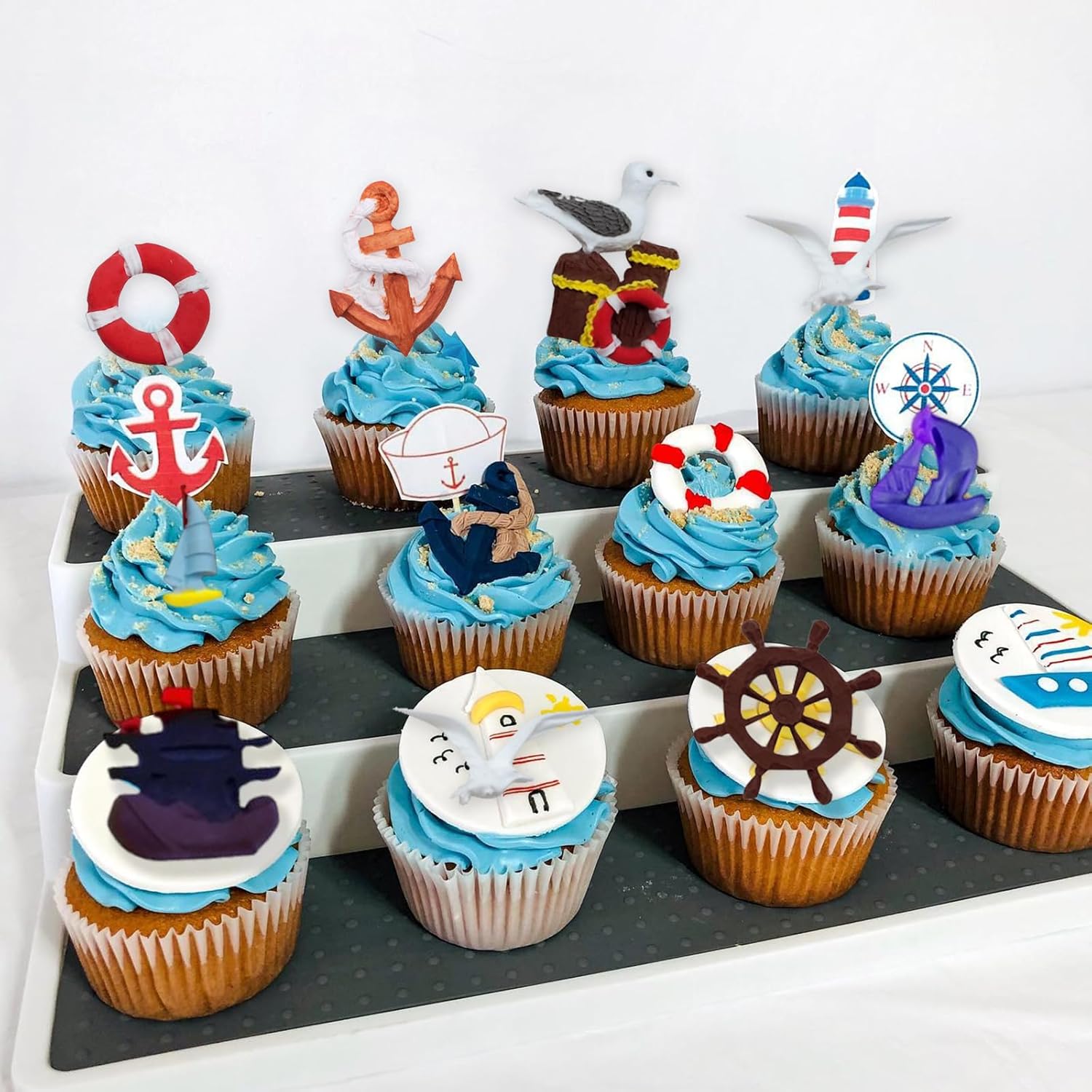 Moldes de silicona para timón de ancla, moldes para fondant de gancho para barco de vela, gaviota salvavidas de chocolate, moldes para hornear para