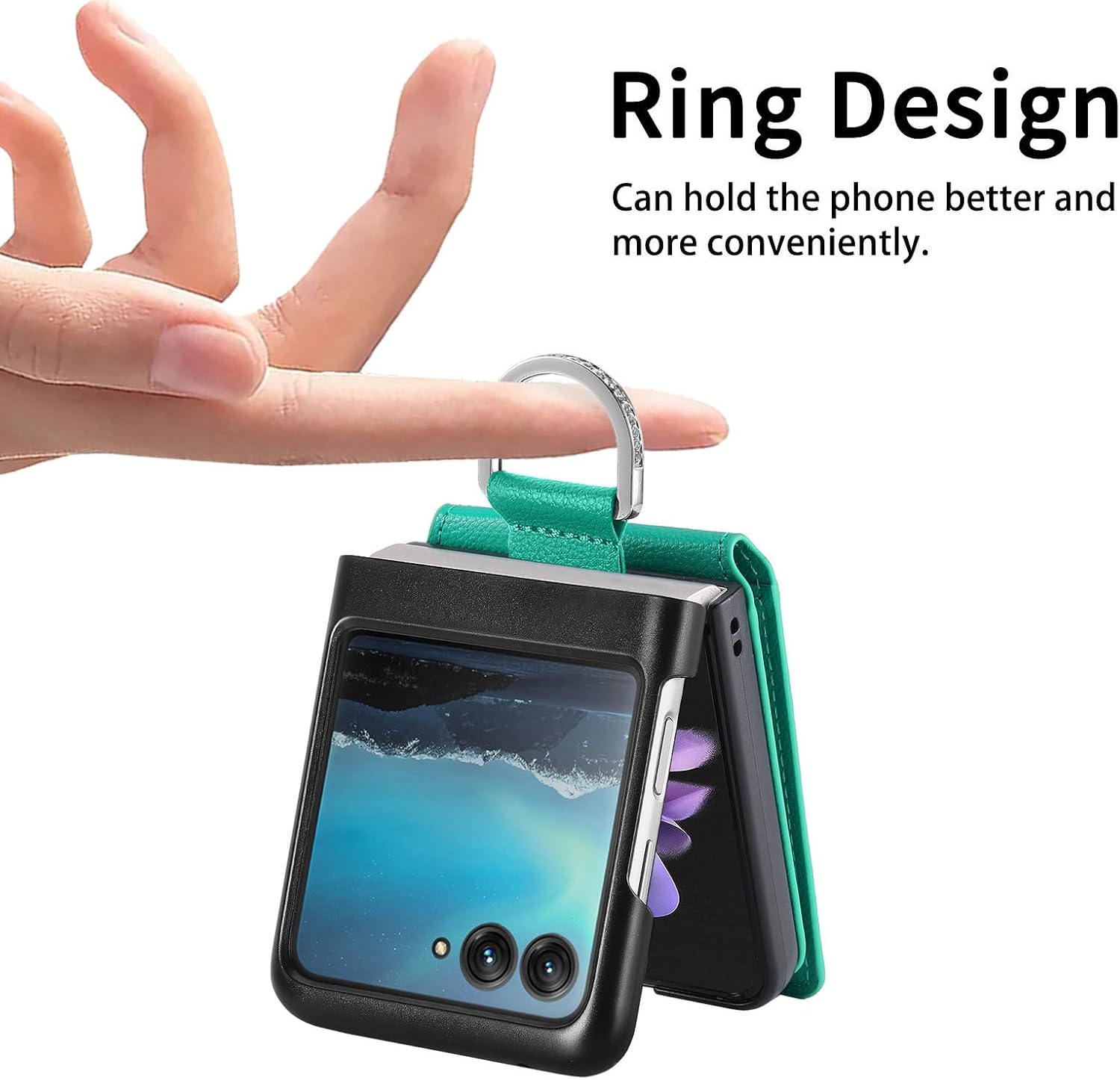 Asuwish Funda compatible con Motorola Razr Plus 2023 Razr+ y soporte para ranura para tarjeta de crédito, soporte de anillo delgado, accesorios de