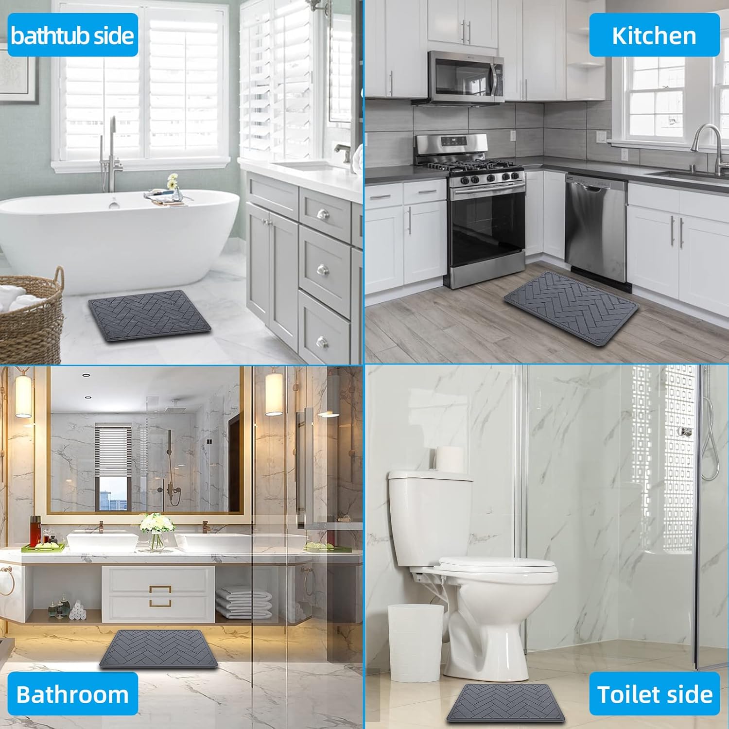 Tapetes de baño de tierra de diatomeas, secado rápido, súper absorbente, tapete de diatomita con antideslizante para suelo de baño, almohadilla