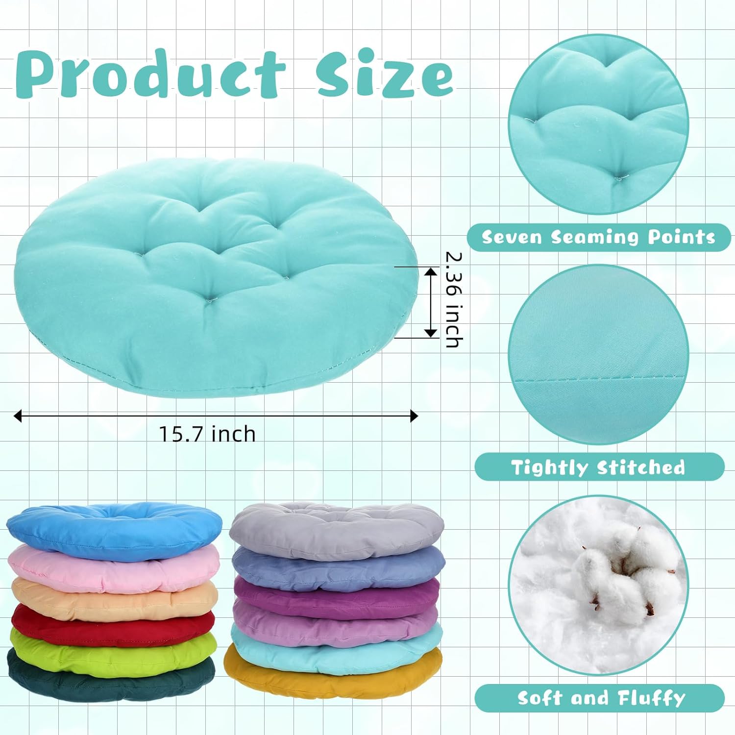 Tinideya 24 cojines redondos de suelo de 15.7 pulgadas, almohadas de asiento de meditación, asientos flexibles para adultos y niños, cojines de