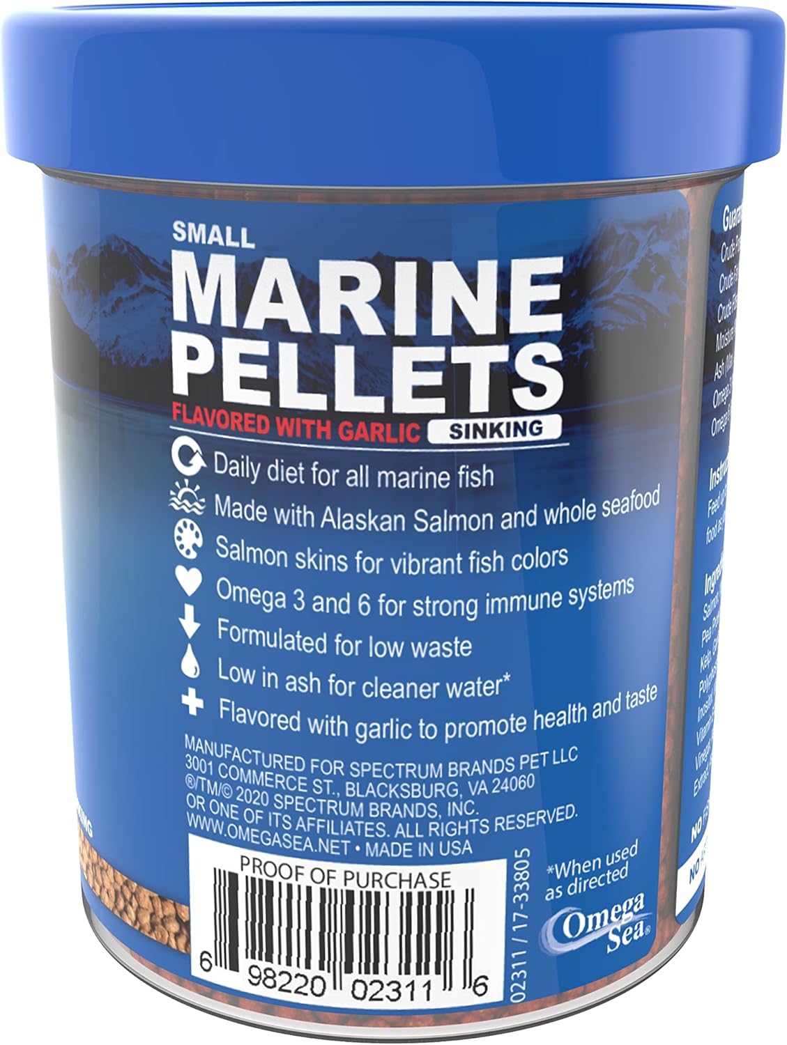 Omega One Gránulos pequeños de hundimiento Garlic Marine, 4.5 oz.