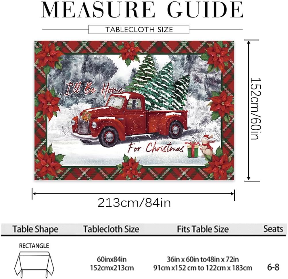 Lepuho – Mantel rectangular de Año Nuevo, 60 x 84 pulgadas, para Año Nuevo, nieve, invierno, impermeable, resistente a las manchas y a las arrugas,