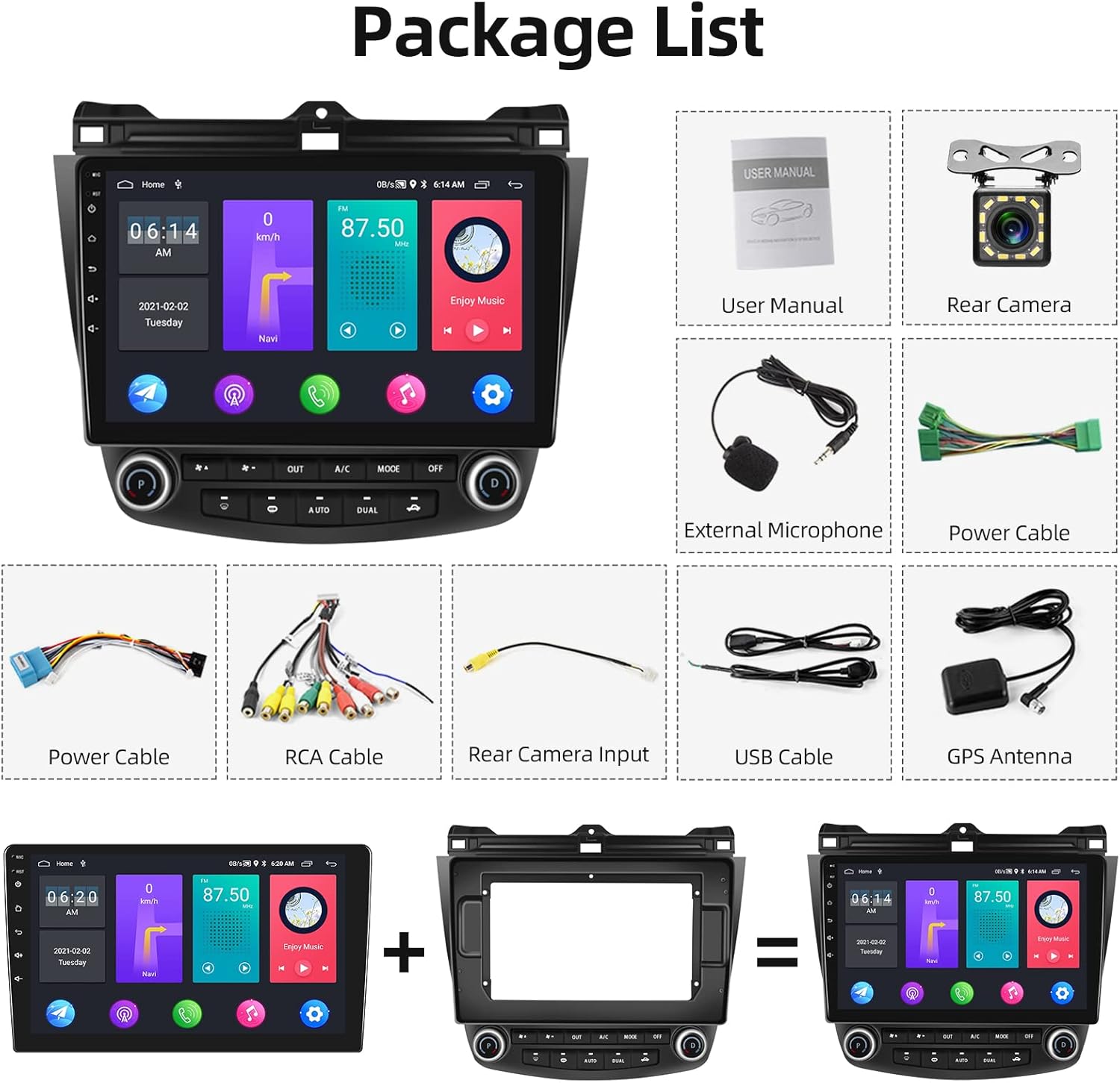 Podofo Estéreo de coche Android 13 para Honda Accord 7th 2003 2004 2005 2006 2007 con navegación GPS, pantalla táctil de 10.1 pulgadas estéreo de
