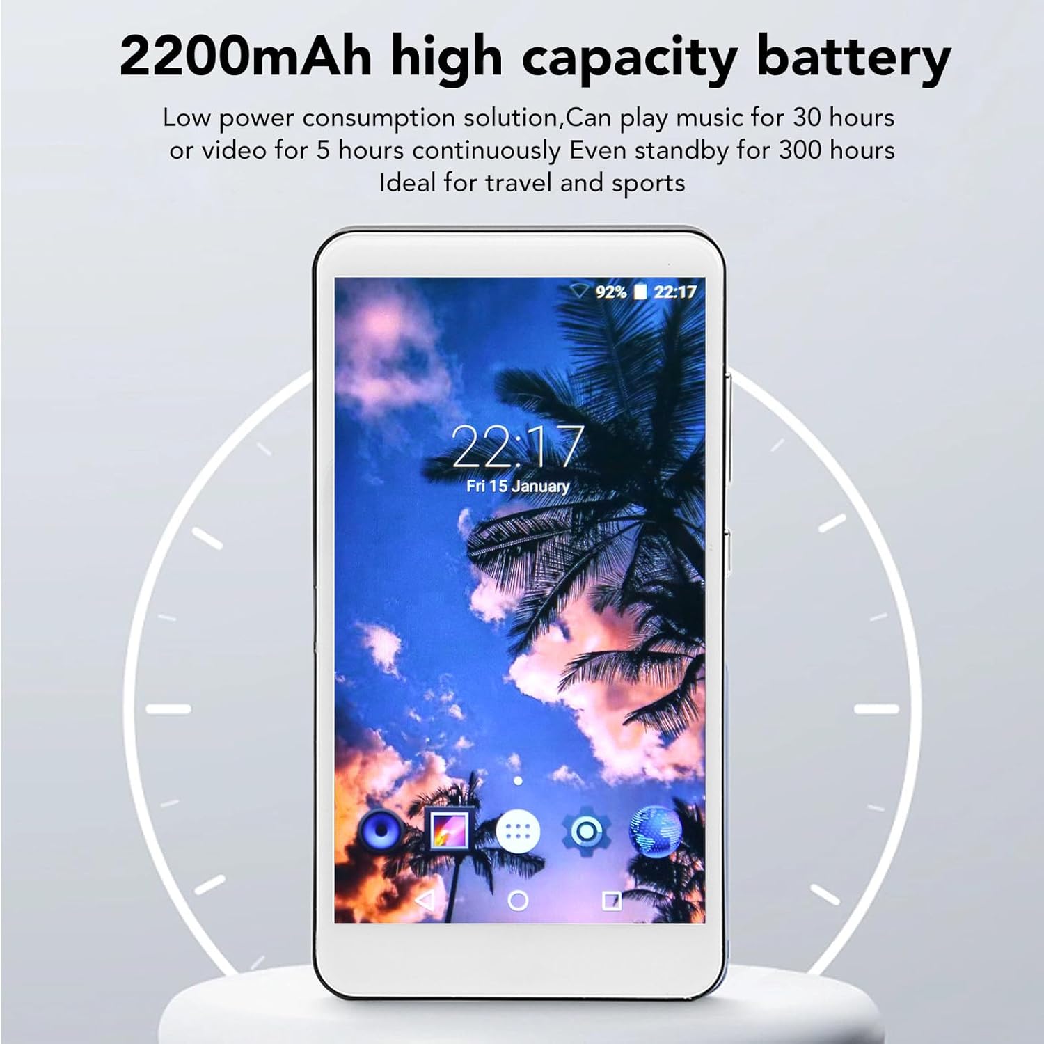 Reproductor de MP4 Pantalla táctil HD de 5 pulgadas HiFi Reducción de ruido Reproductor de música WiFi portátil con cámara para Android (negro)