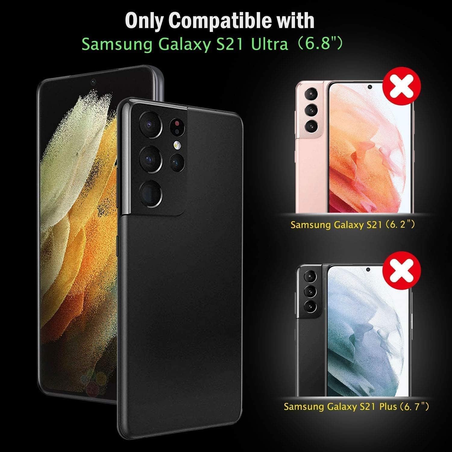 AYMECL Funda para Samsung Galaxy S21 Ultra con protector de pantalla de TPU flexible autorreparable 2 unidades, grado militar, doble a prueba de