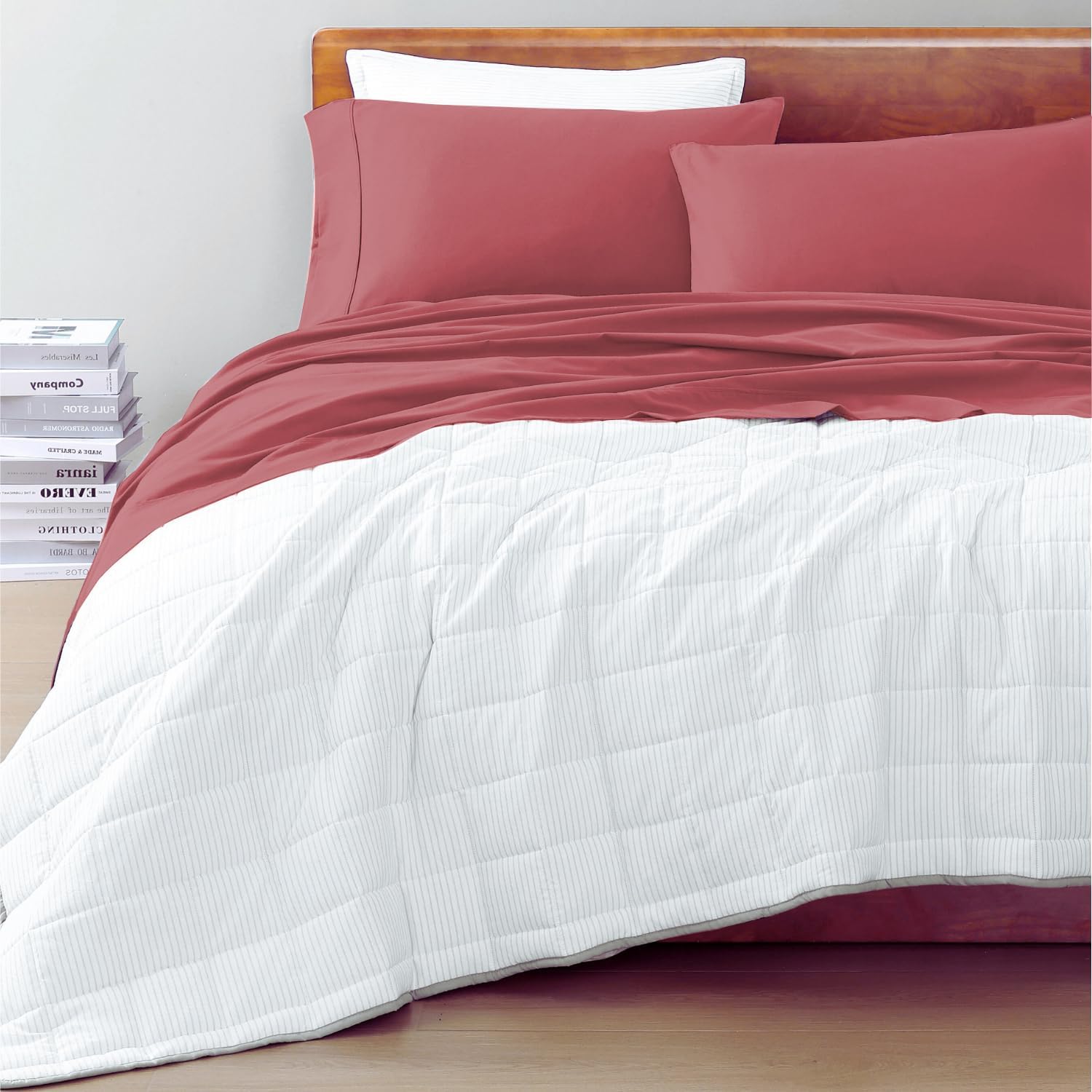 LANE LINEN – Juego de sábanas tamaño individual 100% algodón orgánico percal de fibras largas, 3 piezas, suave, transpirable, para colchones de