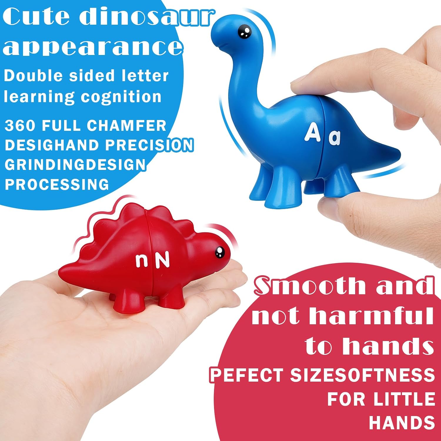 Juguetes de aprendizaje a juego de letras del alfabeto para niños pequeños, juguetes de letras de dinosaurio ABC de doble cara, juegos de