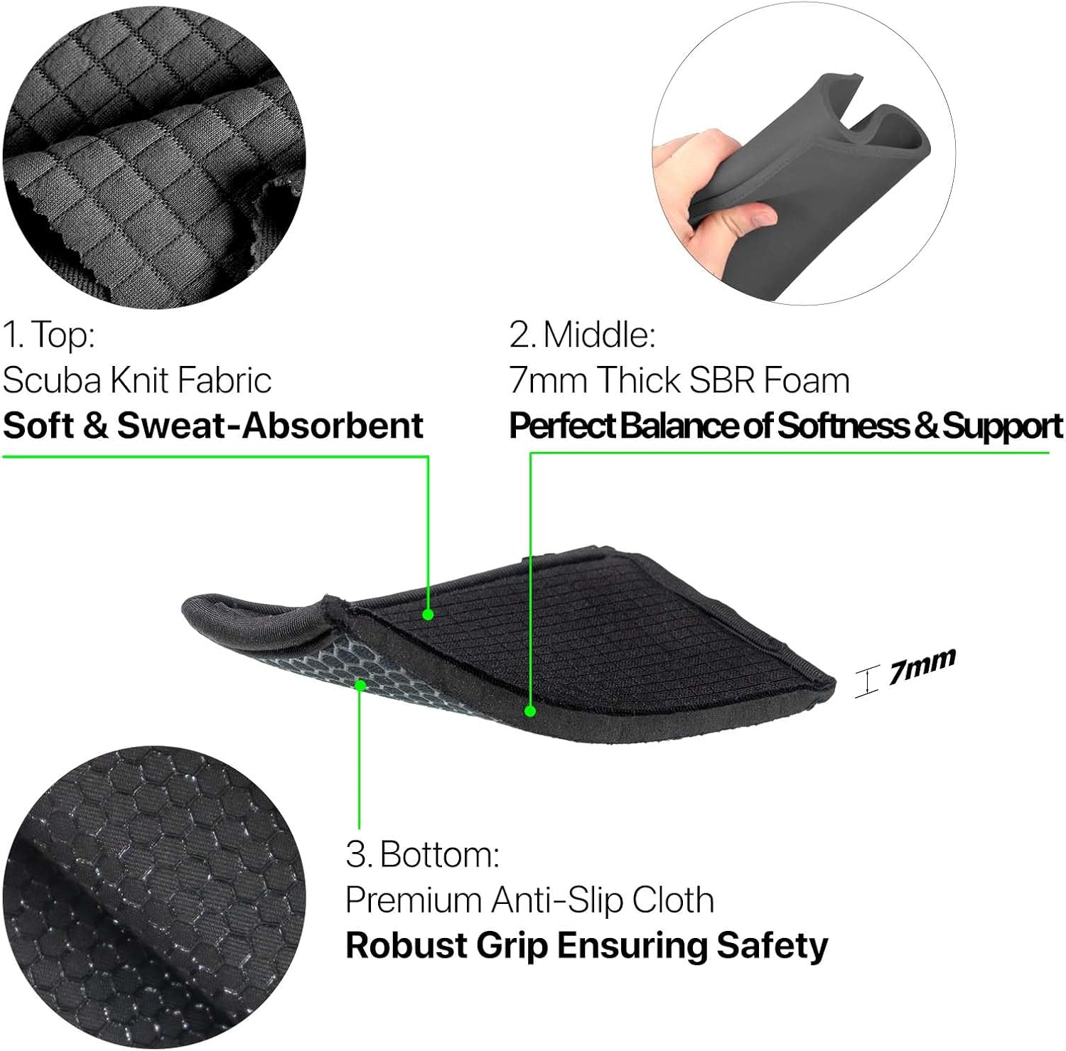 Cojines avanzados con cierre de cremallera para andadormango de muleta diseño antideslizante con tejido de buceo premium y espuma SBR para máxima