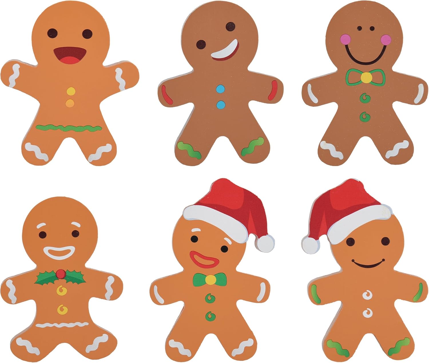 6 piezas de pan de jengibre decoraciones navideñas de hombre de jengibre de Navidad, letreros de madera decorativos de granja para mesa de invierno