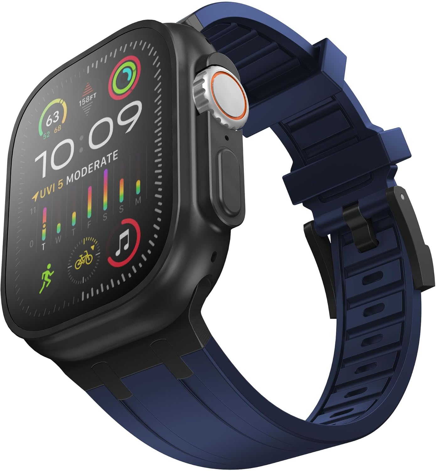 Compatible con Apple Watch Ultra 2 Band para hombre, correa de silicona y hebilla de acero inoxidable diseñada para iPhone Watch, correas iWatch