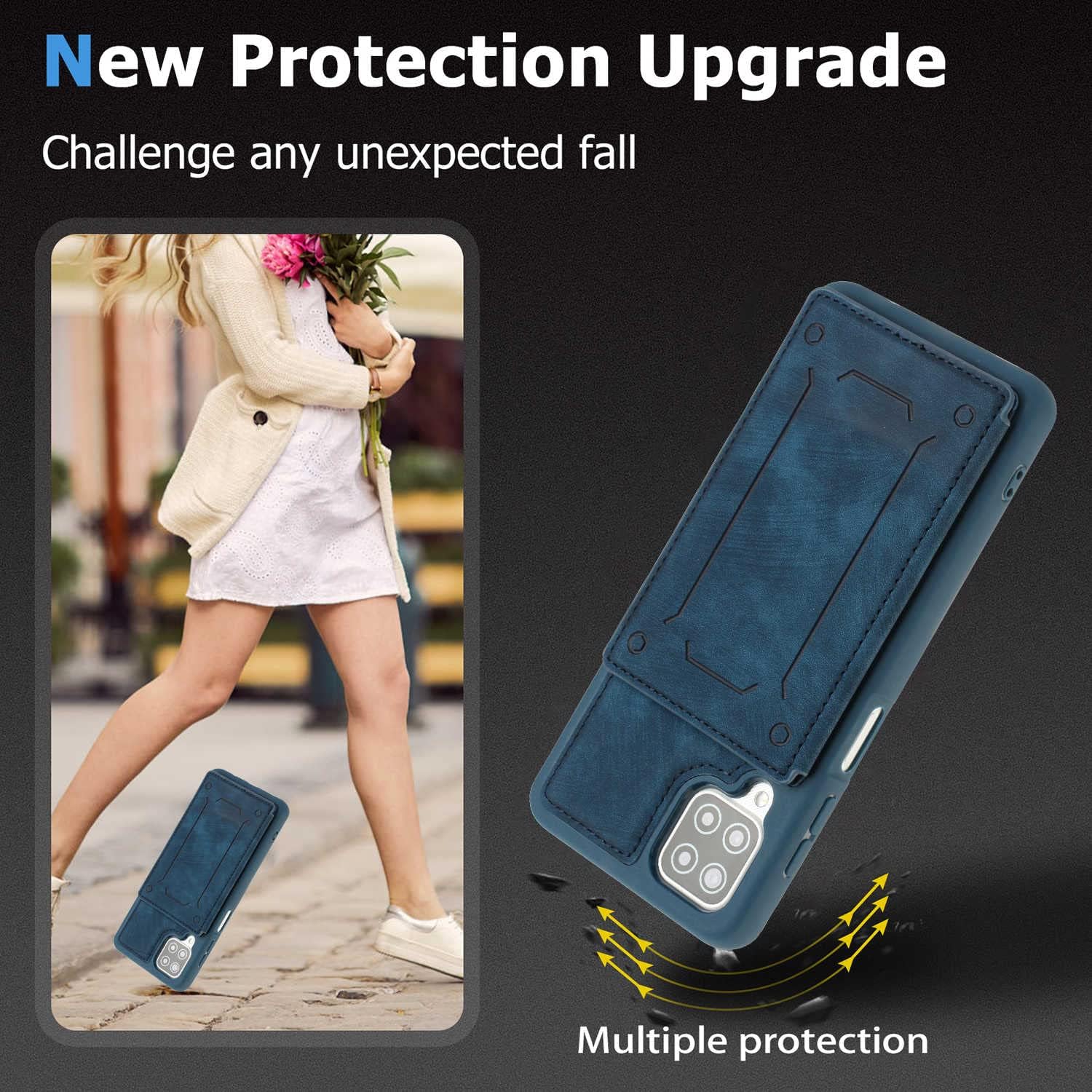 Asuwish Funda de teléfono para Samsung Galaxy A12M12 con protector de pantalla de vidrio templado y soporte delgado para tarjetas de crédito,