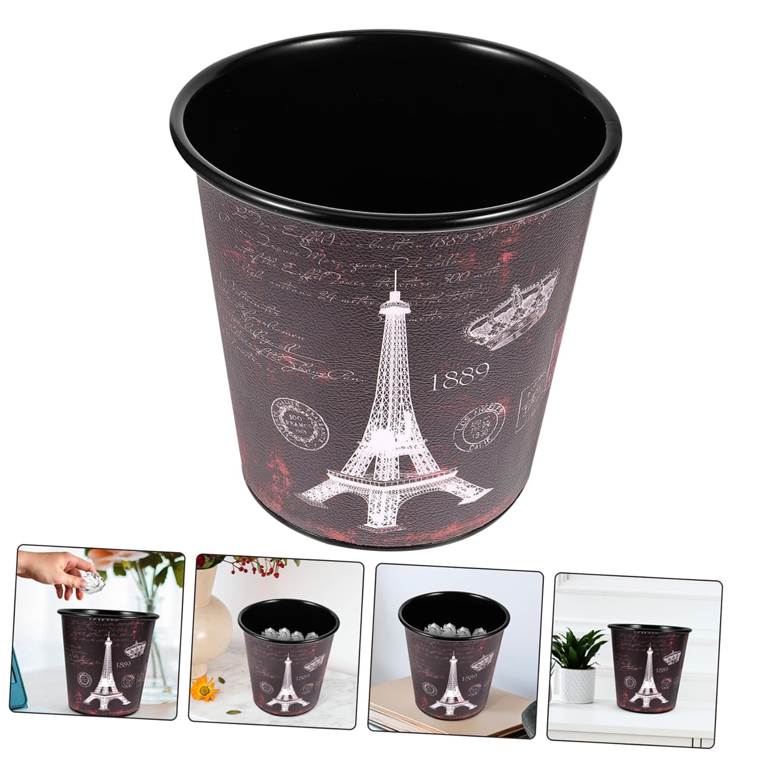 Cabilock Bote de basura retro para sala de estar, cesta de basura para escritorio, papelera de escritorio, encimera, papelera, escritorio, cesta de