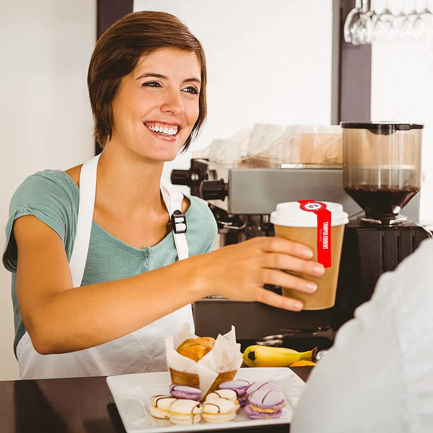 Sellos seguros y seguros a prueba de manipulaciones para tapas de bebidas de Navidad, 1 x 9 pulgadas, selladas para etiquetas de frescura,