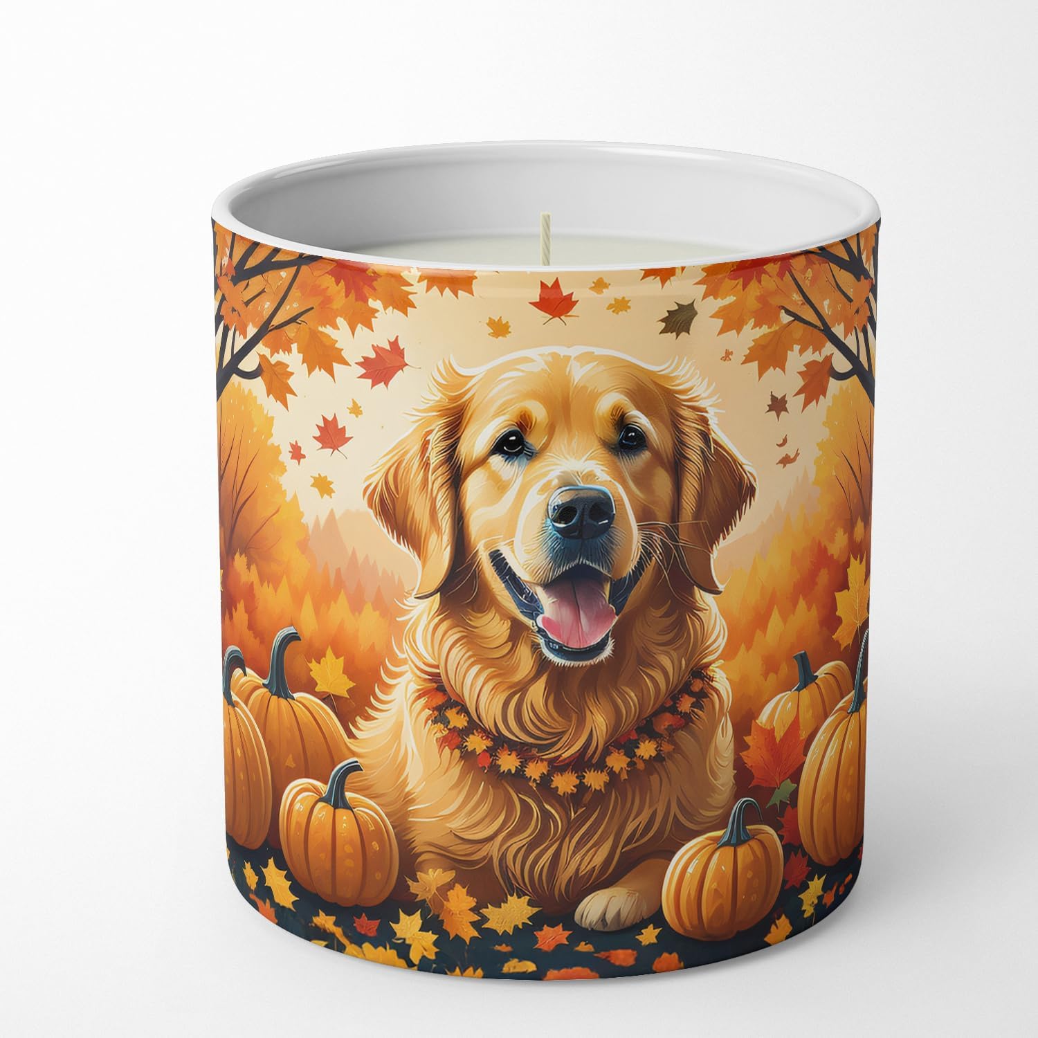 Caroline’s Treasures DAC1049CDL Golden Retriever – Vela de soja decorativa de otoño, cera de soja, aceite esencial para decoración del hogar, ideal