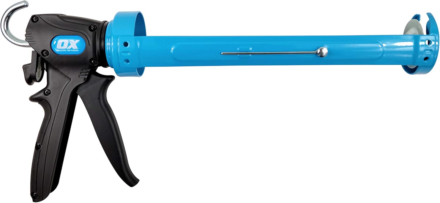 OX TOOLS Pistola de calafateo Pro Dual Thrust de 29 onzas con relación de empuje ajustable de 241 o 121  Para cartuchos o tubos selladores y